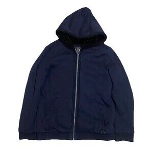 Armani Exchange Y2K Vintage Faux Fur Hoodie Men's M Black Retro 2000s
